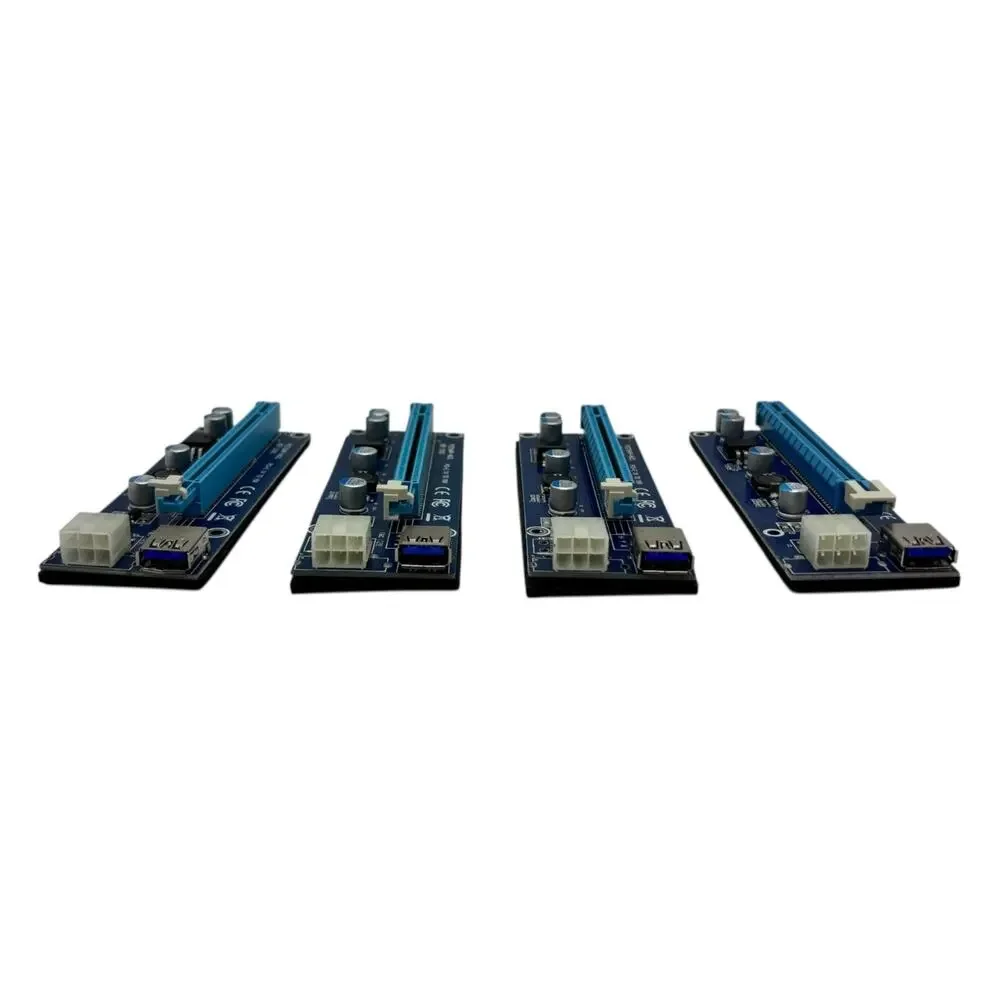 Lot Of 4 PCI-E 1x to 16x Powered USB3.0 GPU Riser Extender Adapter Card